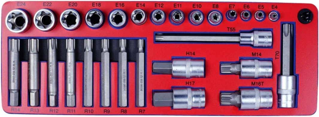 Набор торцевых головок и насадок в лотке МАСТАК 5-03428 28 предметов Набор торцевых головок и насадок в лотке МАСТАК 5-03428 28 предметов